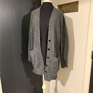 J. Crew Charcoal Gray Wool Blend Bouclé Longline Cardigan Sweater 💜